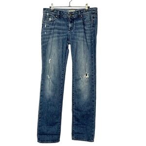 Paige Medium Wash Distressed Jimmy Jimmy Skinny Jeans 27